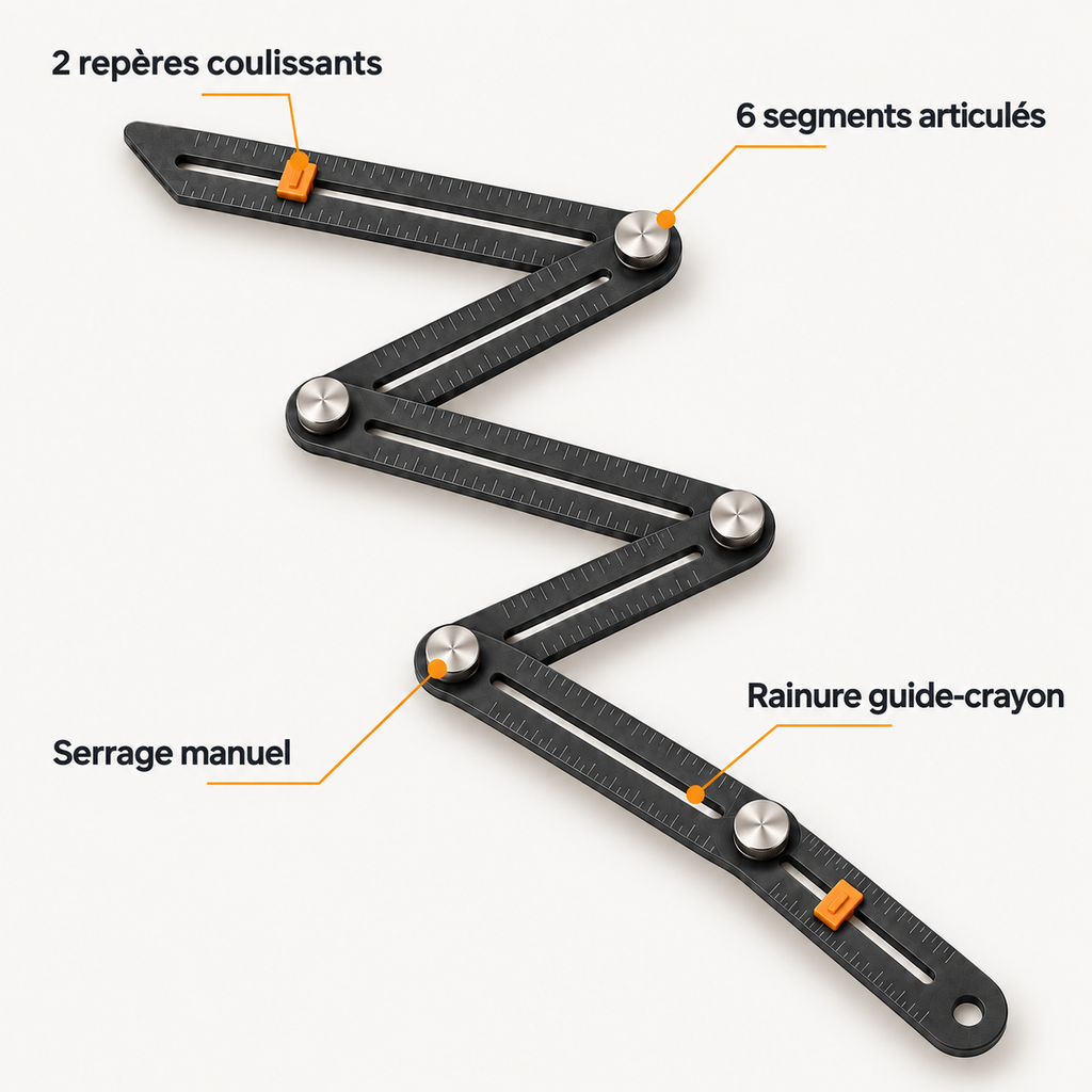 Gabarit de traçage articulé à 6 segments
