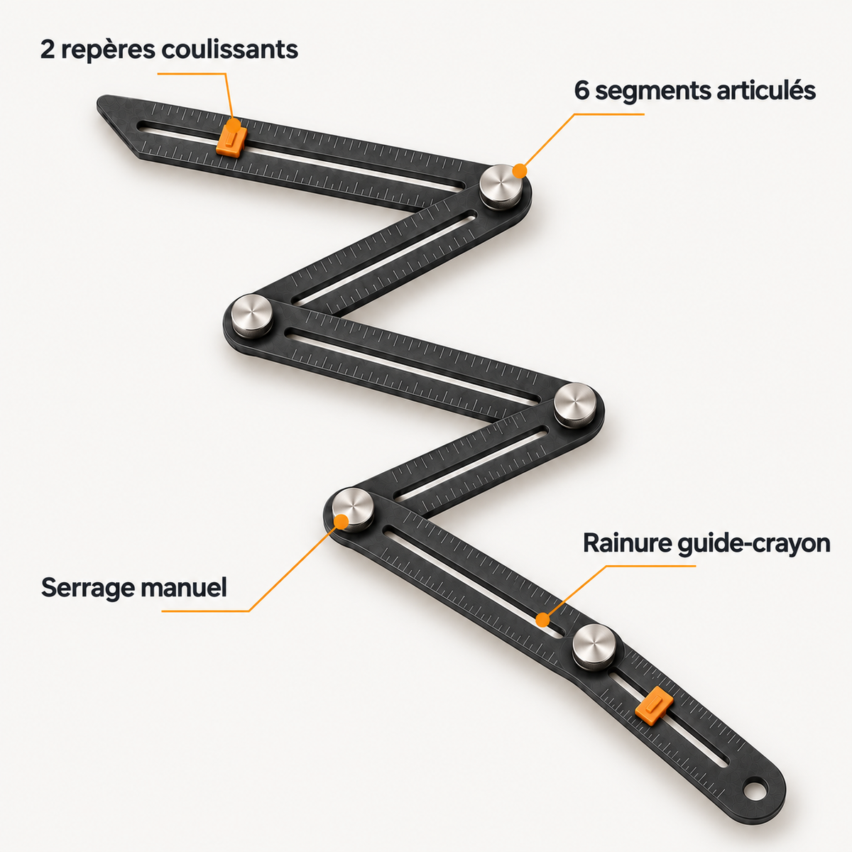 Gabarit de traçage articulé à 6 segments