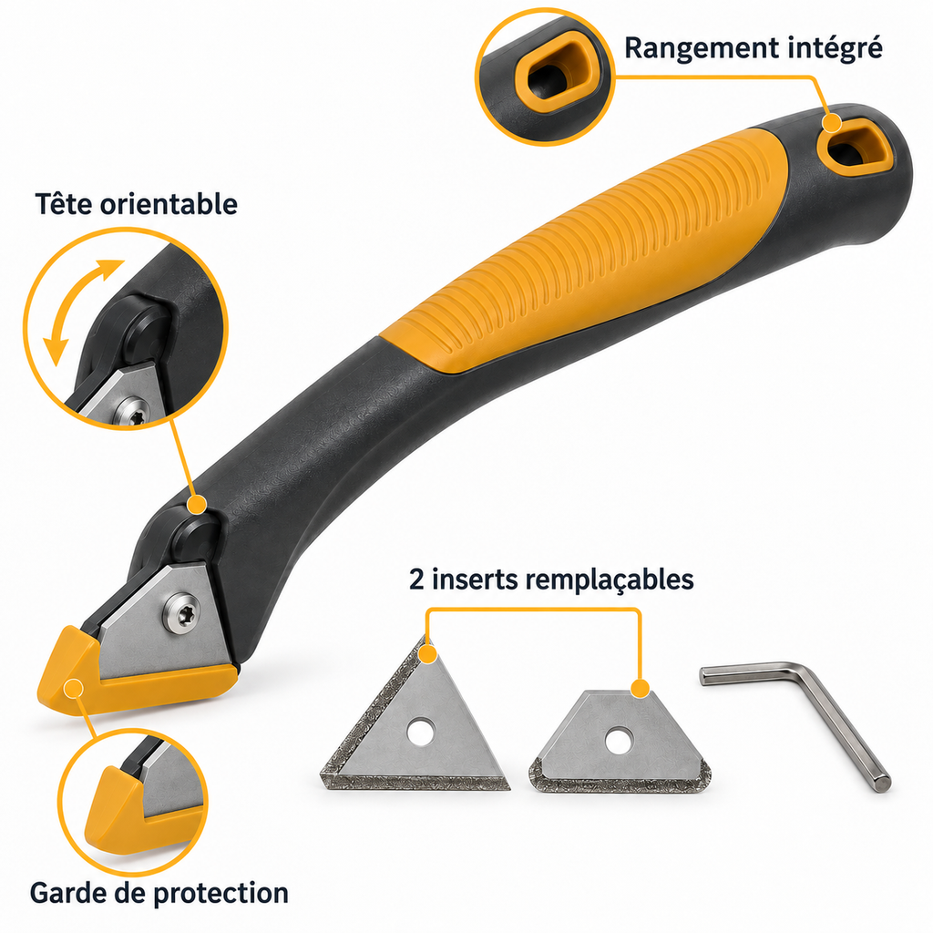 Grattoir manuel pour joints avec inserts remplaçables