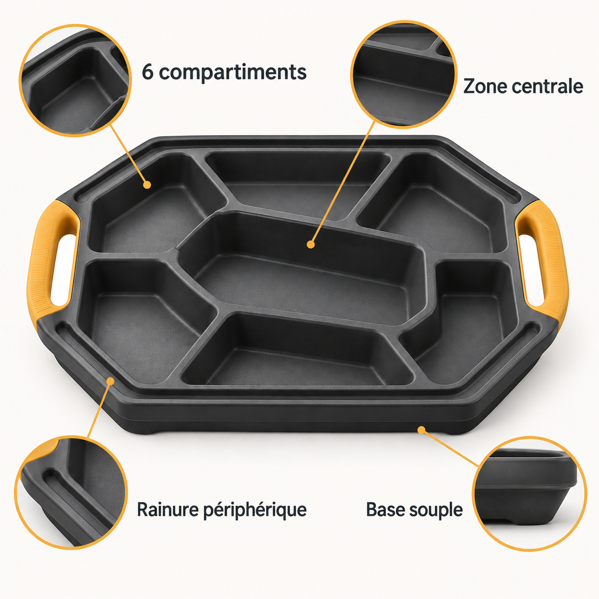 Plateau compartimenté pour outils et petites pièces