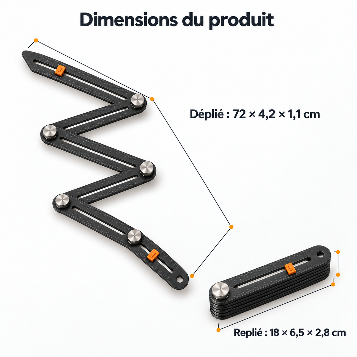 Gabarit de traçage articulé à 6 segments