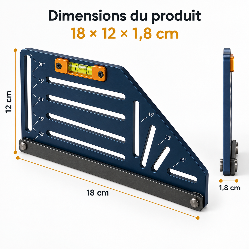 Équerre de traçage avec niveau amovible