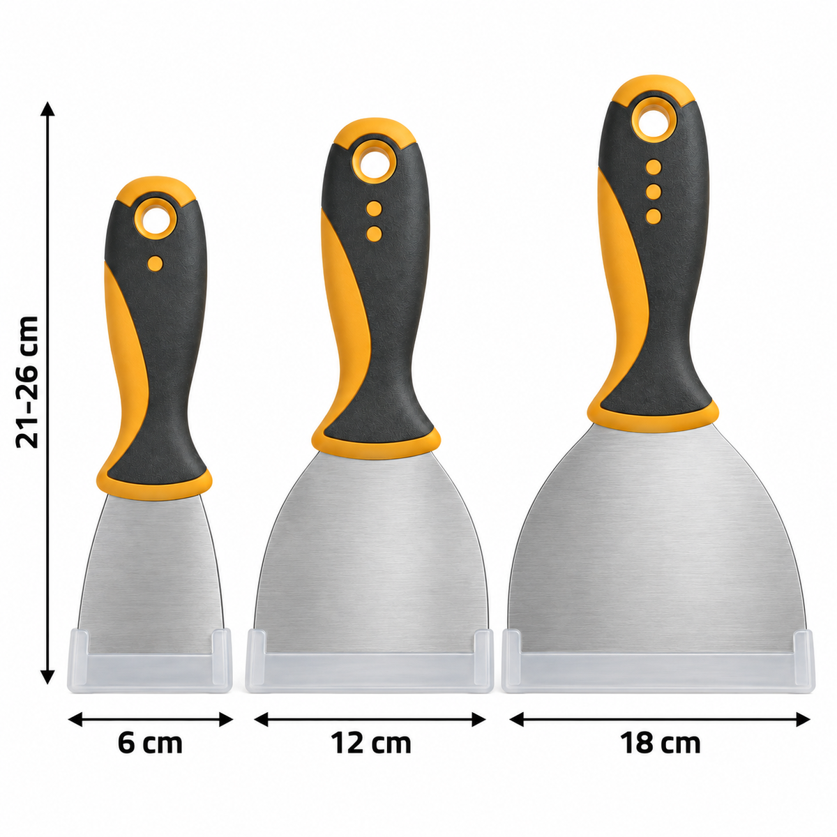 Lot de 3 couteaux à enduire avec lames flexibles